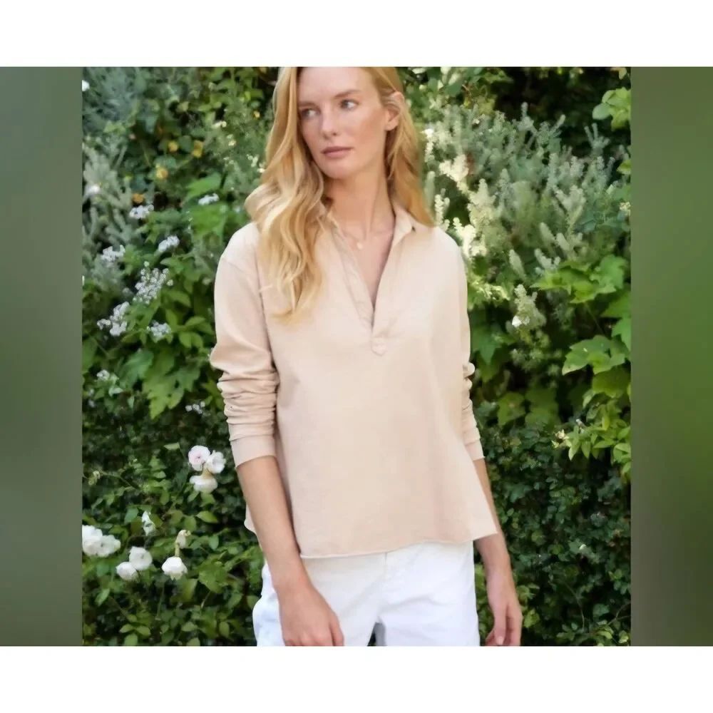 Frank & Eileen PATRICK Popover Henley Heritage Jersey In Sand Sz S